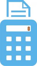 blue icon of calculator