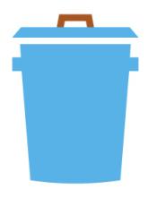 blue icon of trash can
