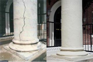 before and after of cracked column repair