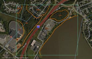 Overhead view of 200 Quannapoitt Parkway's drainage areas